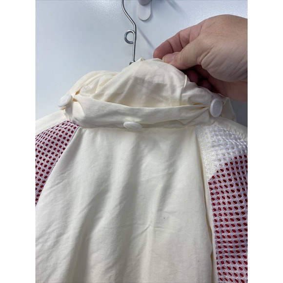 Flight Club Jacket Cream Red Foldaway Hood Spell Out On Sleeves Size Mens S EUC - Picture 5 of 12